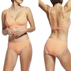 NWT Seafolly GoOverboard Striped DD Bralette Bikini Top Melon Women's US 10